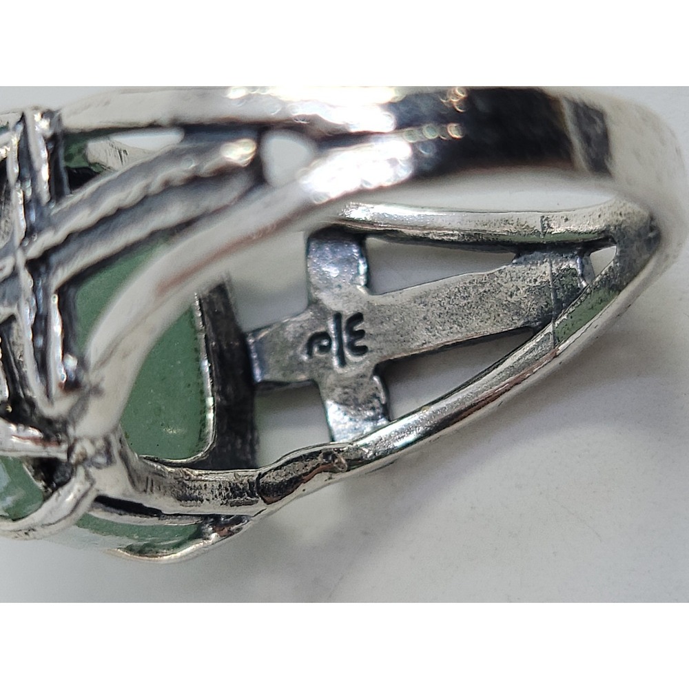 Roman Glass Sterling Silver 925 Hallmarked Womens Ring Size 8 God Bless In Band - Picture 5 of 7